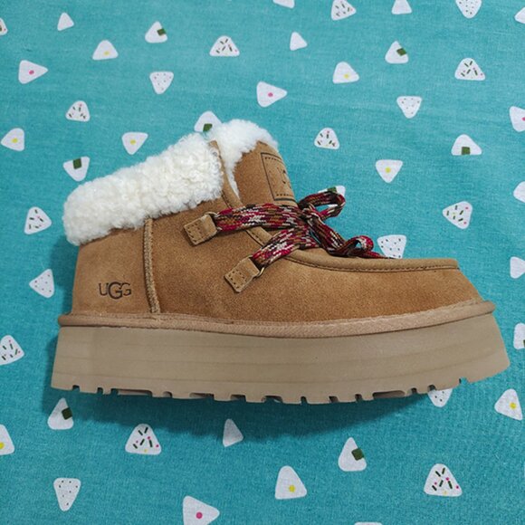 Ugg Women Funkarra Cabin Cuff Chestnut Ankle Platform Shoes - Picture 5 of 7